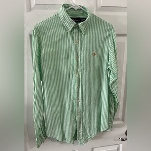 Ralph Lauren classic custom fit linen button down shirt medium, new condition